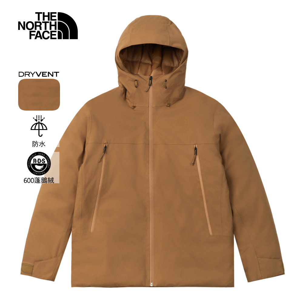 The North Face北面男款棕色DryVent防水透氣連帽羽絨外套｜83UM173 600蓬鬆