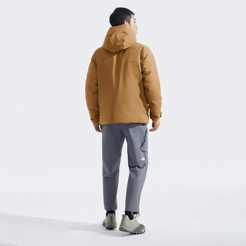 The North Face北面男款棕色DryVent防水透氣連帽羽絨外套｜83UM173 600蓬鬆度