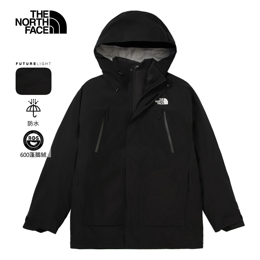 The North Face北面男款黑色FUTURELIGHT防水透氣連帽羽絨內裡三合一外套｜8