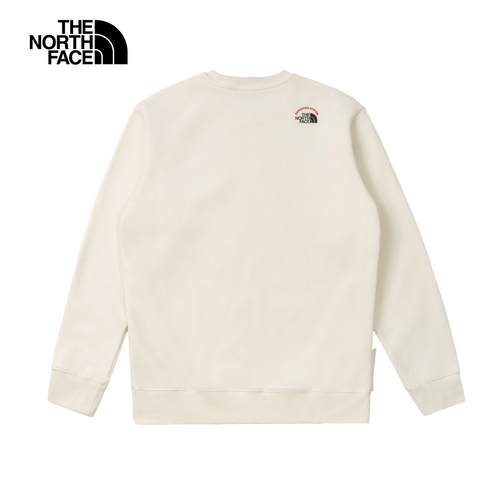 【10/27 00點限時搶購】The North Face北面男款米白色舒適保暖胸前趣味品牌印花長袖大學T｜8ATEQLI