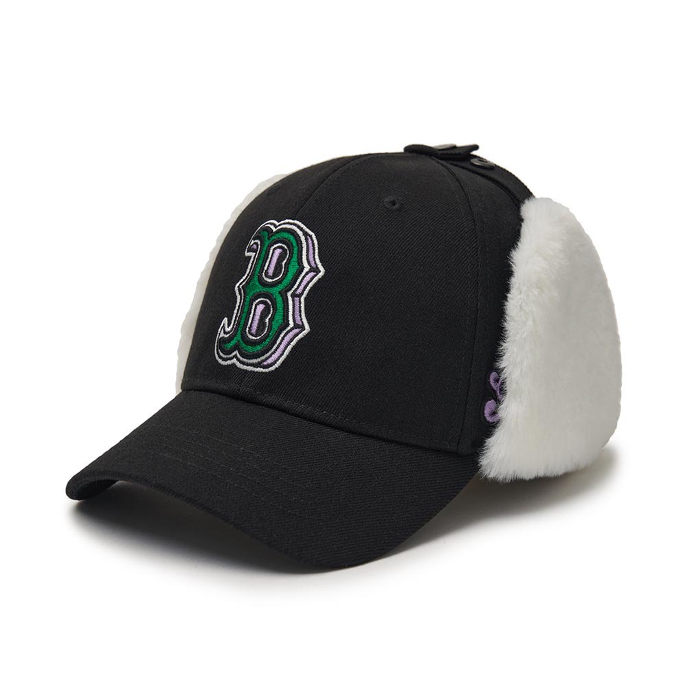 MLB KIDS 毛絨遮耳帽 護耳棒球帽 雷鋒帽 飛行帽 波士頓紅襪隊 (7AWMMT146-4