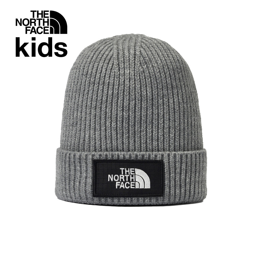 【10/26 00點限時搶購】The North Face北面兒童灰色LOGO布標保暖針織毛帽｜