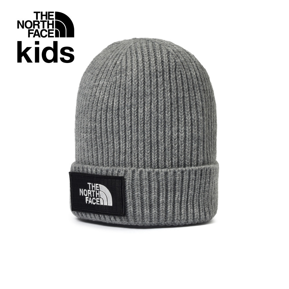 【10/26 00點限時搶購】The North Face北面兒童灰色LOGO布標保暖針織毛帽｜7WGC92O