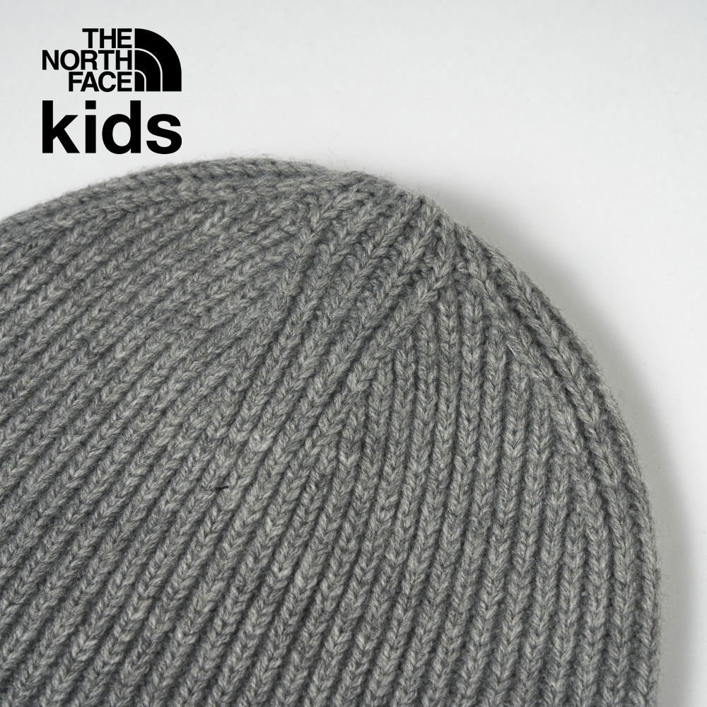 【10/26 00點限時搶購】The North Face北面兒童灰色LOGO布標保暖針織毛帽｜7WGC92O