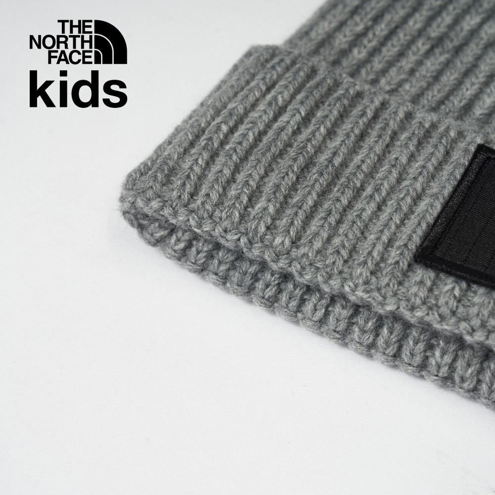 【10/26 00點限時搶購】The North Face北面兒童灰色LOGO布標保暖針織毛帽｜7WGC92O