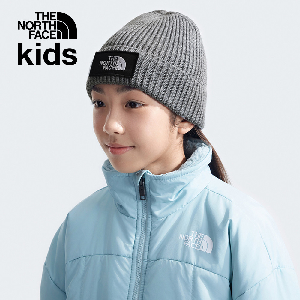 【10/26 00點限時搶購】The North Face北面兒童灰色LOGO布標保暖針織毛帽｜7WGC92O