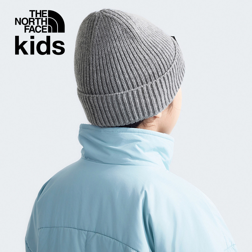 【10/26 00點限時搶購】The North Face北面兒童灰色LOGO布標保暖針織毛帽｜7WGC92O