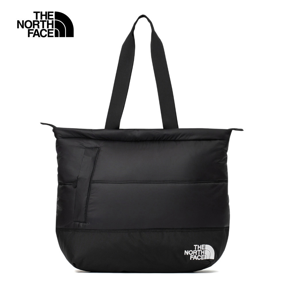 The North Face北面男女款黑色品牌LOGO大容量休閒單肩包｜81BU4H0－飛梭旗