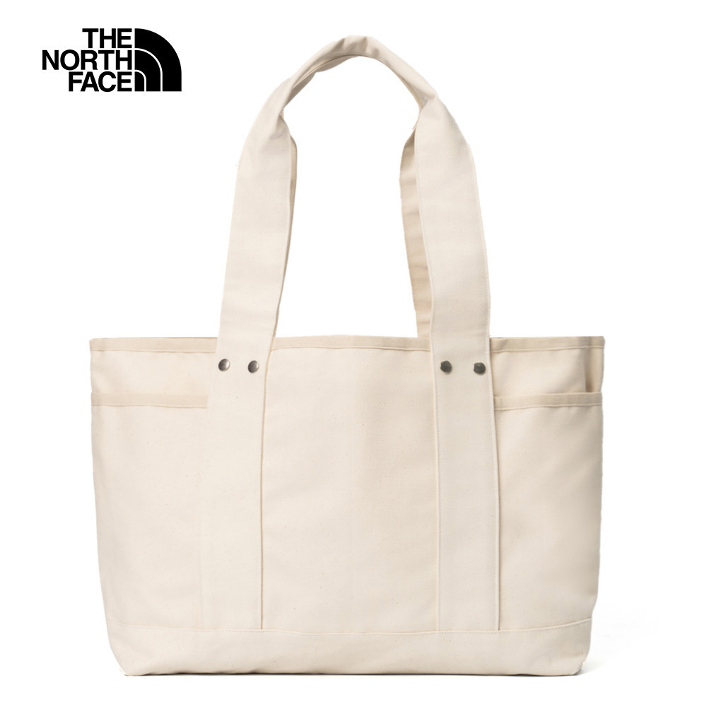 【10/25 00點週末限定】The North Face北面男女款白色大容量LOGO帆布休閒托特包｜88TNLE7