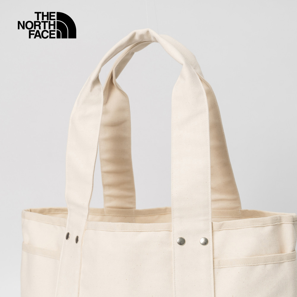 【10/25 00點週末限定】The North Face北面男女款白色大容量LOGO帆布休閒托特包｜88TNLE7