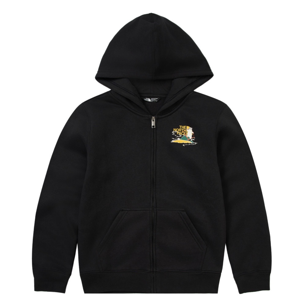 The North Face北面兒童黑色舒適保暖可愛滑雪北極熊印花連帽外套｜89XYJK3