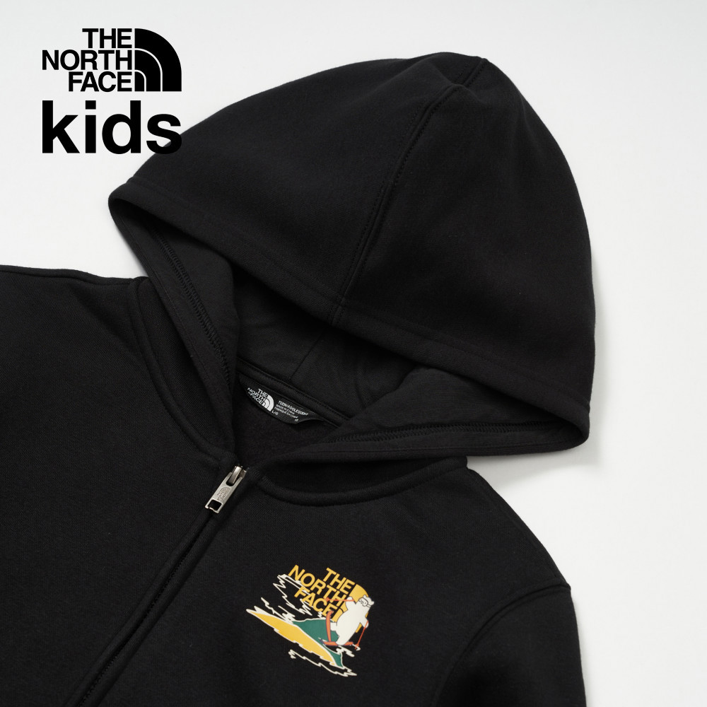 The North Face北面兒童黑色舒適保暖可愛滑雪北極熊印花連帽外套｜89XYJK3