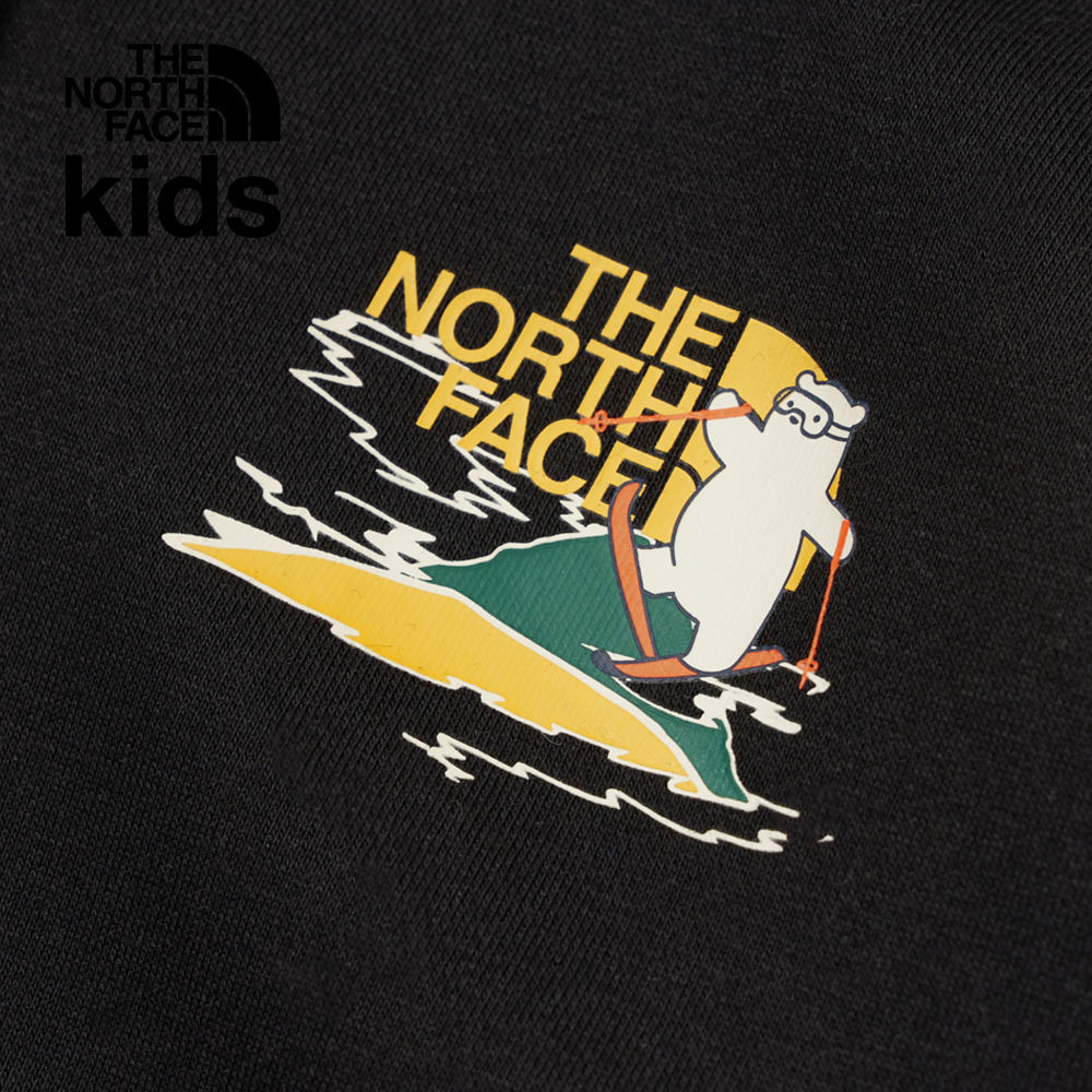 The North Face北面兒童黑色舒適保暖可愛滑雪北極熊印花連帽外套｜89XYJK3