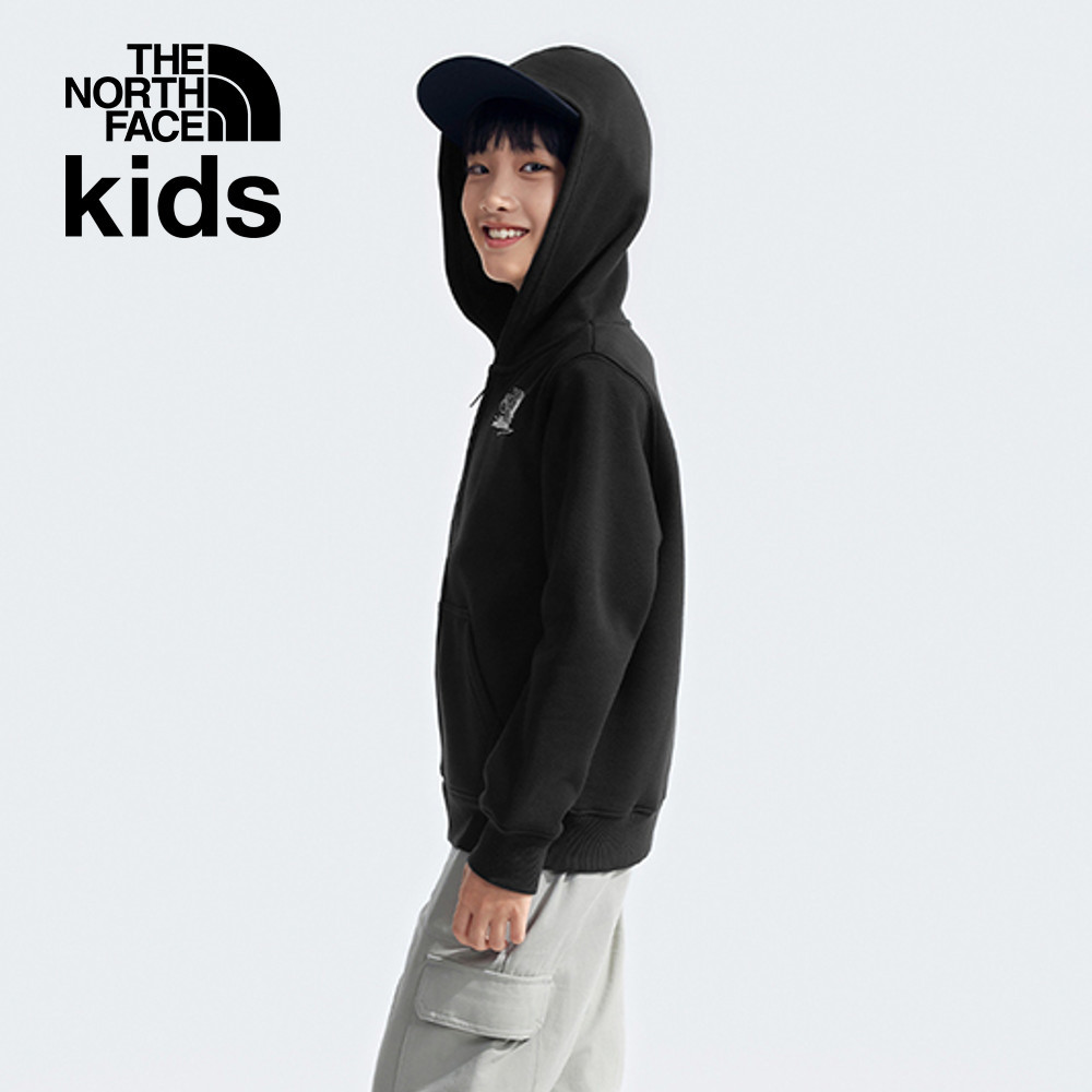 The North Face北面兒童黑色舒適保暖可愛滑雪北極熊印花連帽外套｜89XYJK3