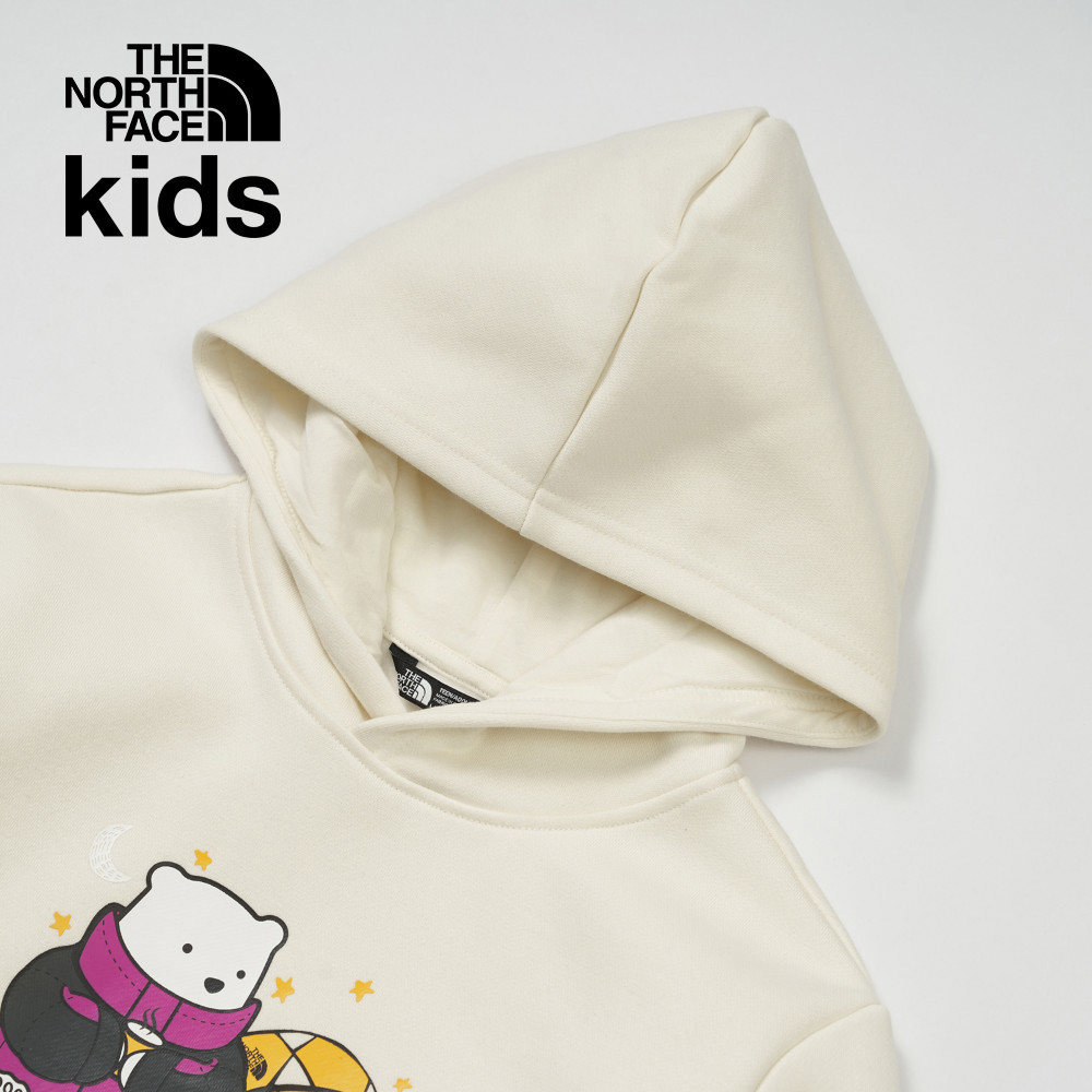The North Face北面兒童米白色舒適保暖可愛北極熊印花休閒長袖帽T｜8ATZQLI