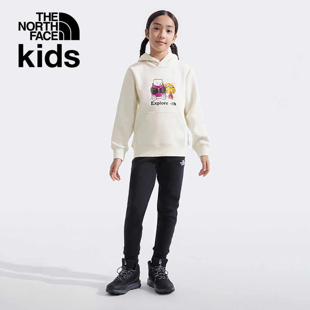 The North Face北面兒童米白色舒適保暖可愛北極熊印花休閒長袖帽T｜8ATZQLI