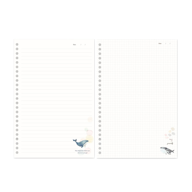 鯨魚系列 26孔活頁紙-方格/橫罫