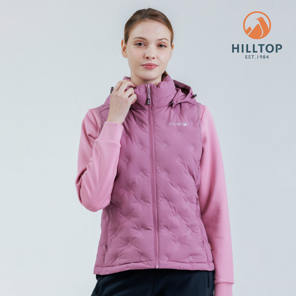 HILLTOP山頂鳥 無縫超潑水石墨烯保暖蓄熱羽絨外背心 女款 紅｜PF25XFH8ECH0