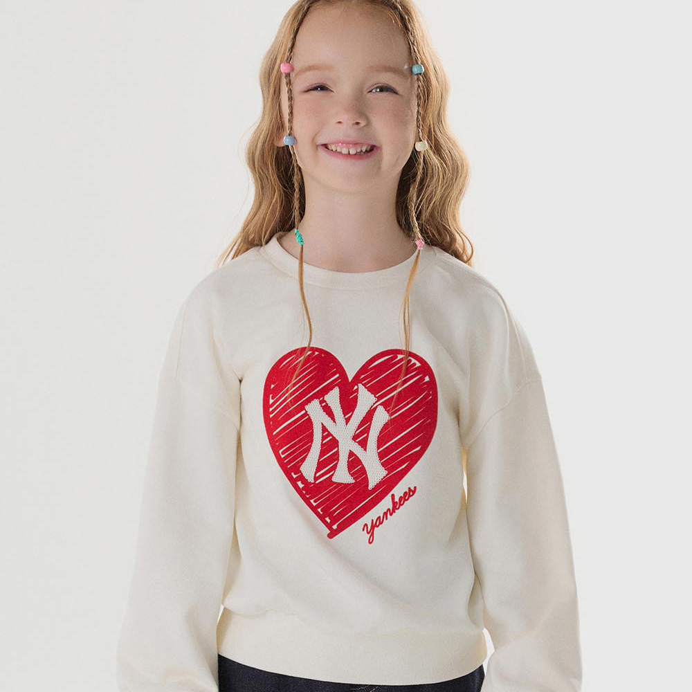 MLB KIDS 大學T 童裝 Heart系列 紐約洋基隊 (7FMTH0344-50CRS)