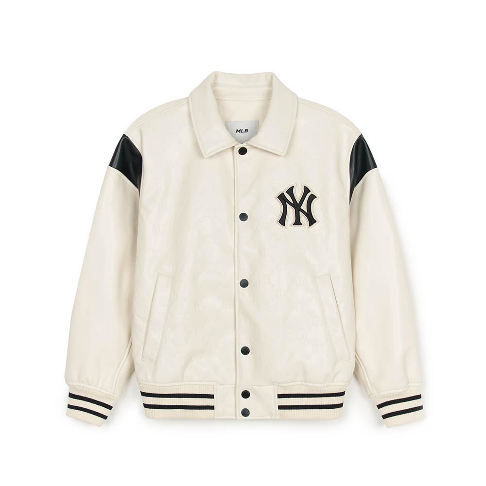 MLB 皮革 棒球外套 夾克 Monogram系列 紐約洋基隊 (3AJPM0444-50CRD)｜舒適