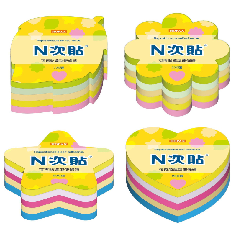 N次貼 造型便條磚-愛心/星星/花朵/樹葉