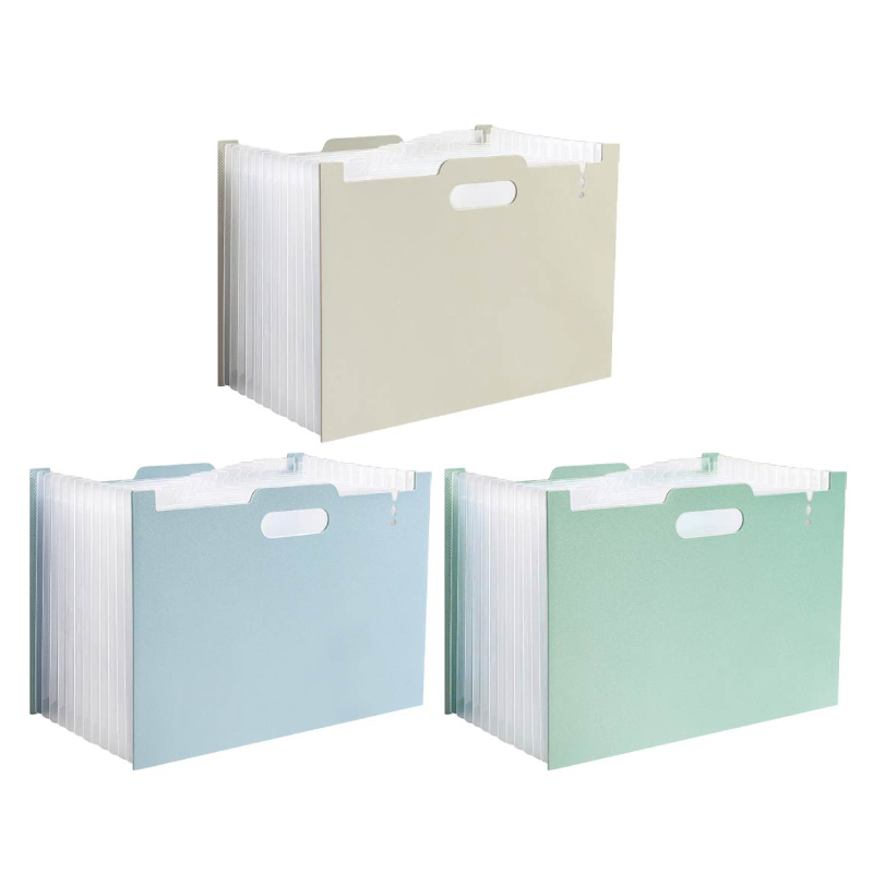 簡單生活 13格立式風琴夾-白/淺藍/綠