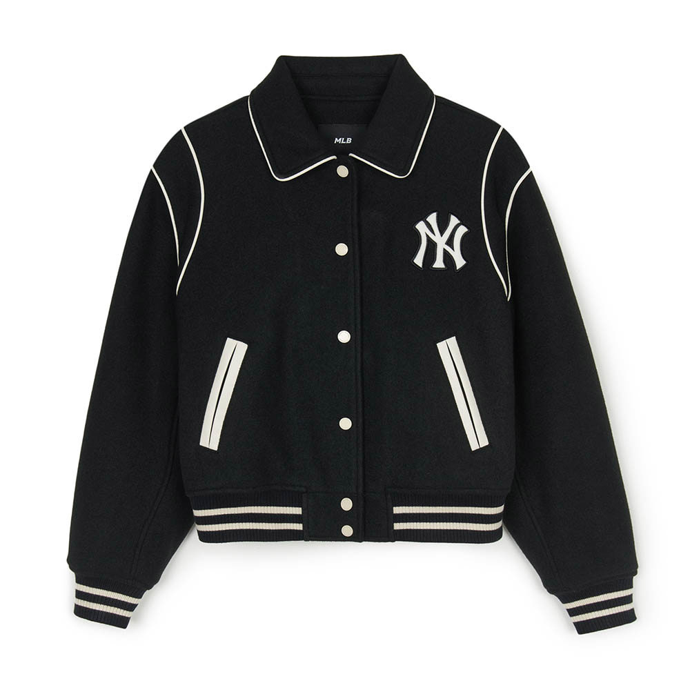 MLB 女版羊毛翻領棒球外套 Varsity系列 紐約洋基隊 (3FJPV1046-50BKS)