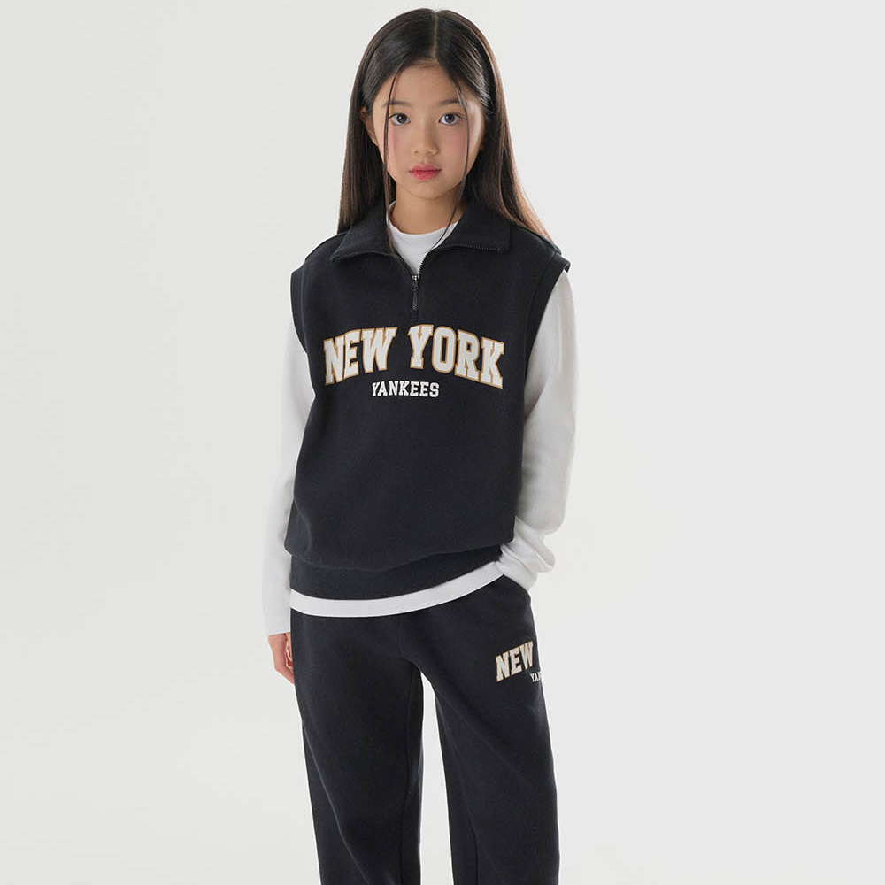 MLB KIDS 運動套裝 長袖T恤+背心+長褲 童裝 Varsity系列 紐約洋基隊 (7AS1V0346-50BKS)
