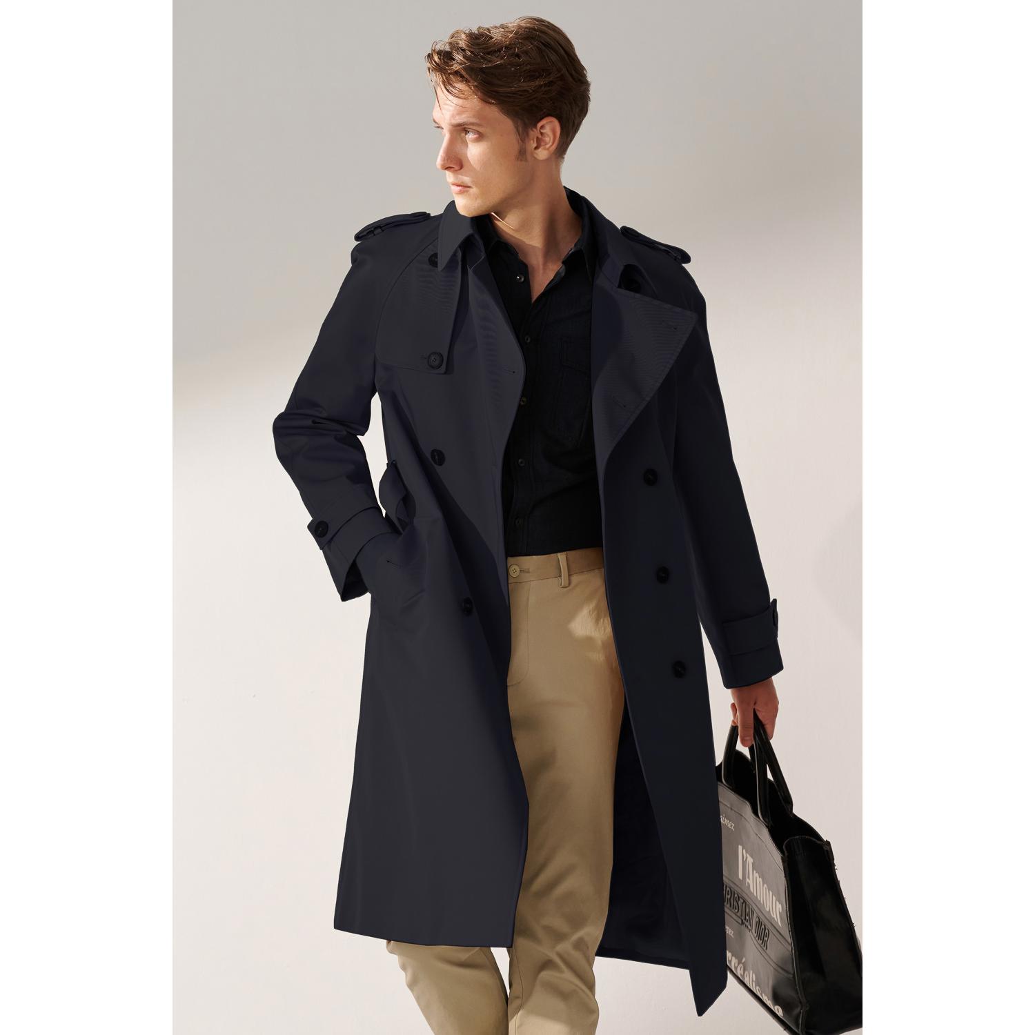 SST&C 黑色雙排扣長版風衣｜00142410004 (Outlet)