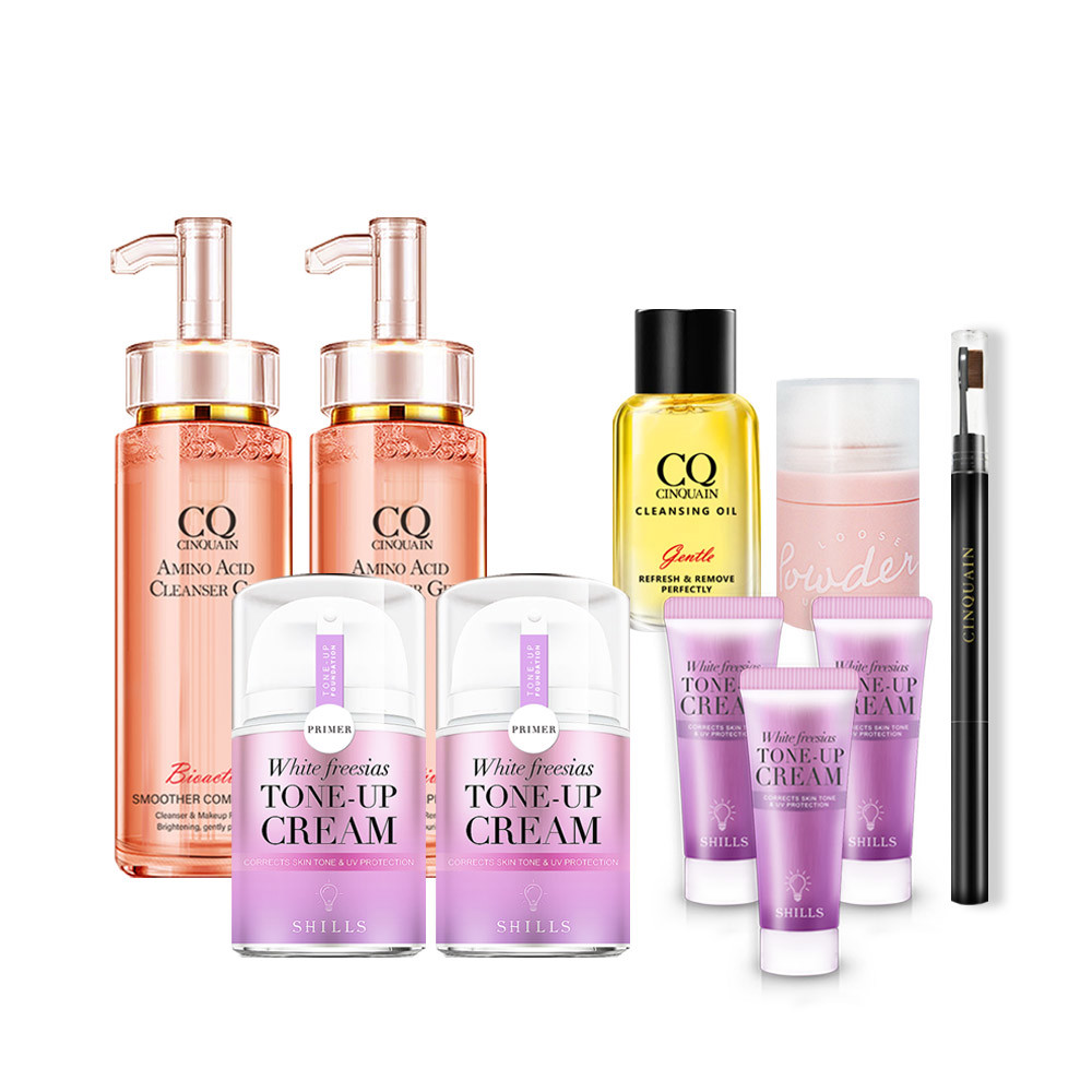 【💝買4送6💝】SHILLS 抗UV美白濾鏡素顏霜*2 +洗卸蜜*2 送 「眉筆(#灰褐棕)+拍拍蜜粉+卸妝油(隨身瓶)+素顏霜(隨身版)*3」-小姐不熙娣推薦