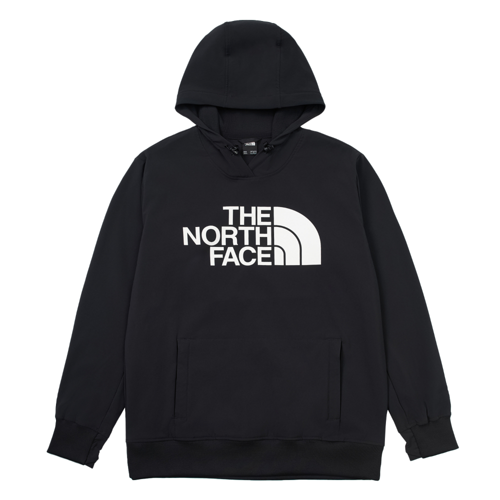 The North Face北面男款黑色DWR防潑水大尺寸印花長袖帽T｜82V64H0