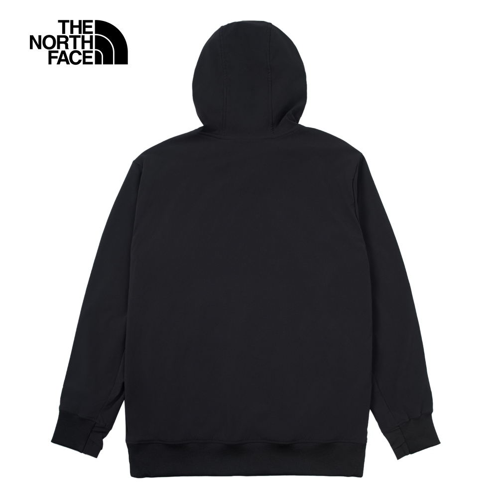 The North Face北面男款黑色DWR防潑水大尺寸印花長袖帽T｜82V64H0