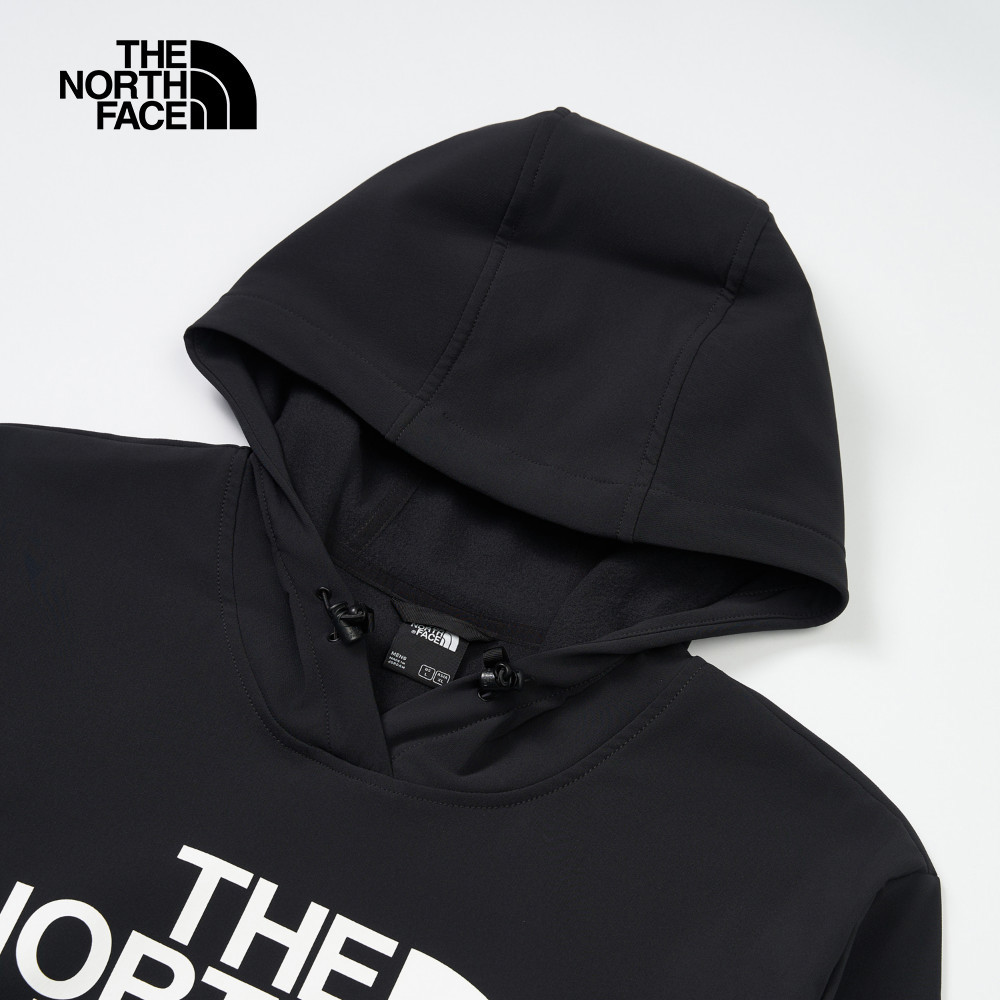 The North Face北面男款黑色DWR防潑水大尺寸印花長袖帽T｜82V64H0