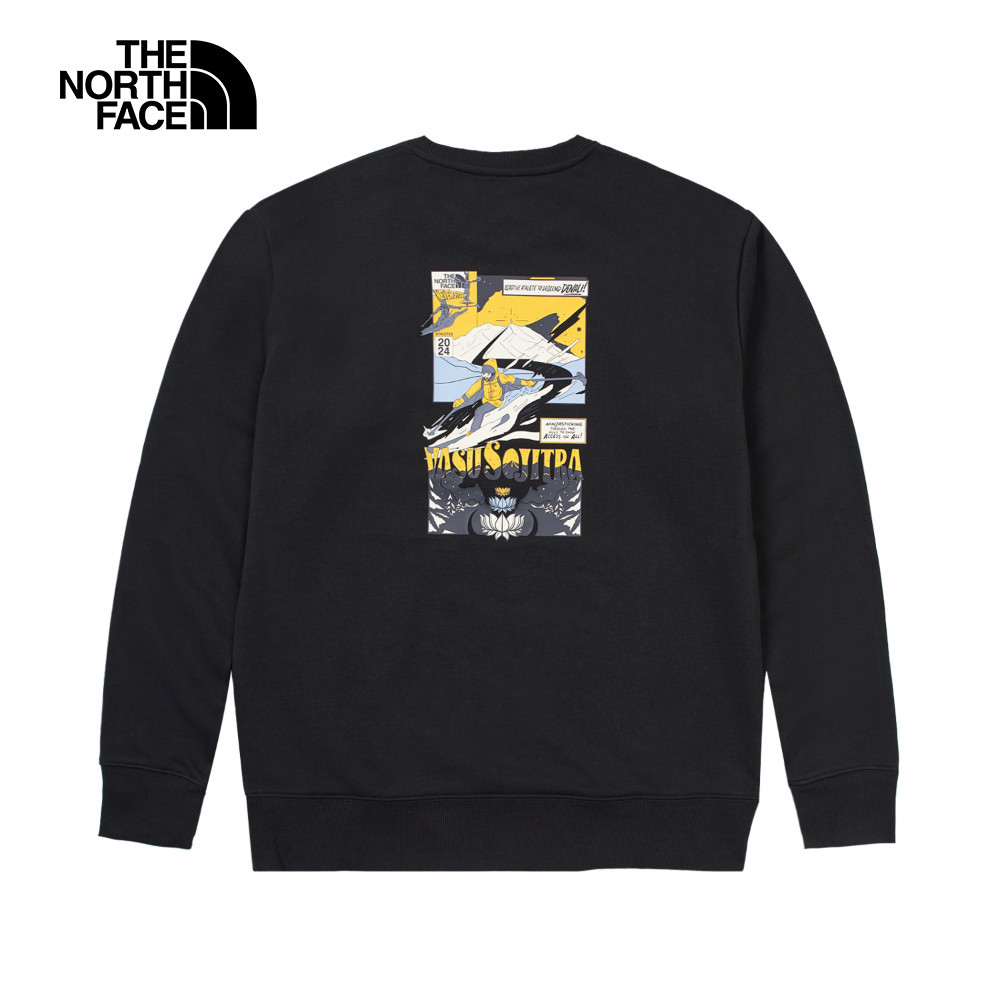 【10/27 00點限時搶購】The North Face北面男女款黑色背面大尺寸印花長袖大