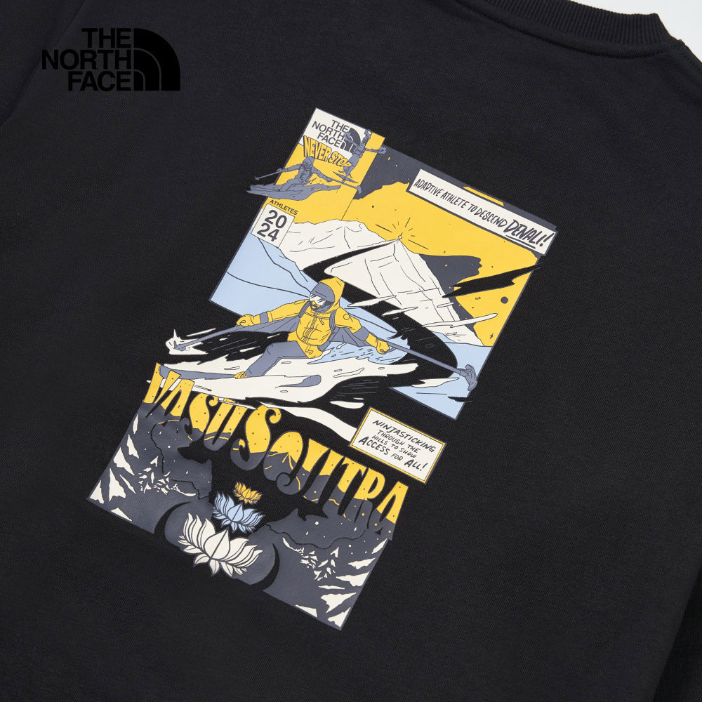 【10/27 00點限時搶購】The North Face北面男女款黑色背面大尺寸印花長袖大學T｜8ATHJK3