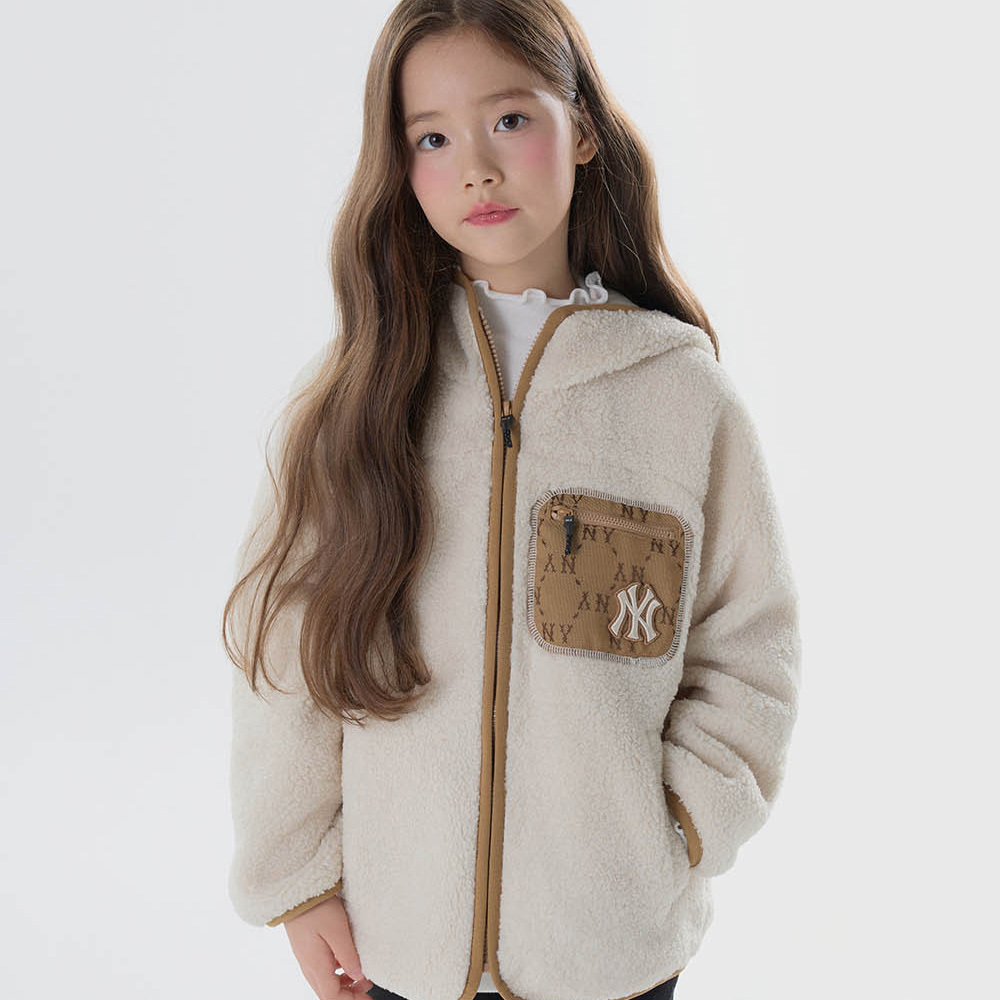 MLB Korea MLB KIDS FLEECE翻領外套 Monogram系列 童裝 紐約洋基隊 (7AFDRM