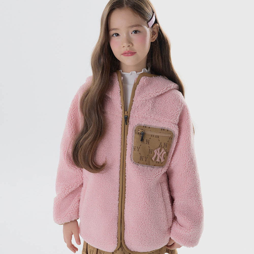 MLB KIDS FLEECE翻領外套 Monogram系列 童裝 紐約洋基隊 (7AFDRM246-50PKL)