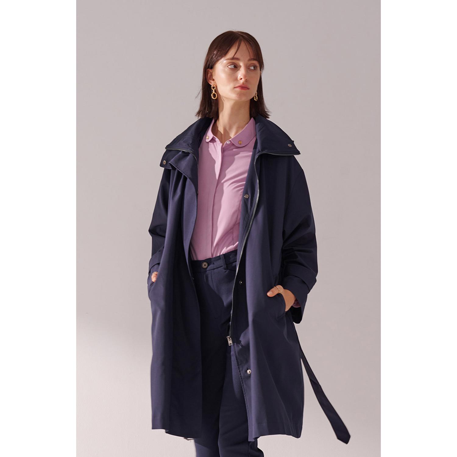 SST&C 墨藍長版連帽輕風衣｜01142410004  (Outlet)