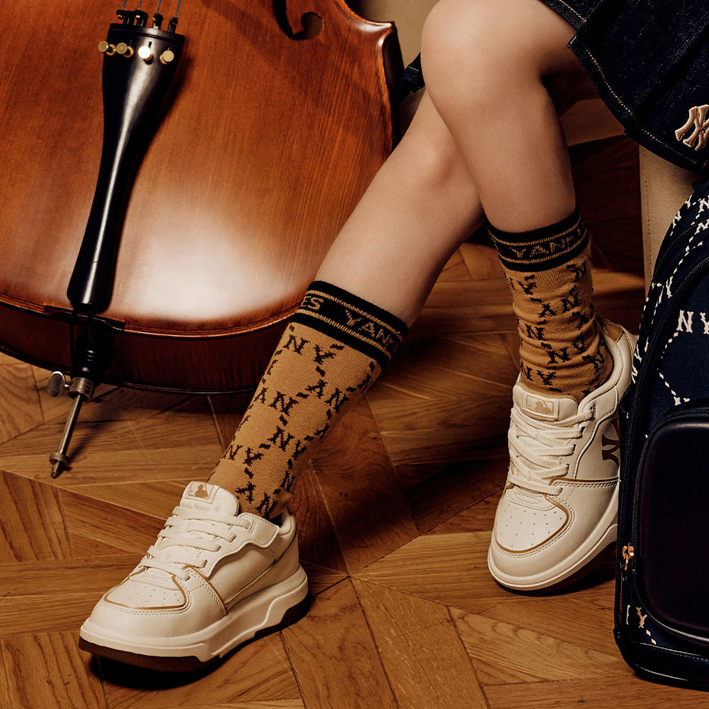 MLB KIDS 中筒襪 童襪 Monogram系列 紐約洋基隊 (7ASOMD34N-50BGS)