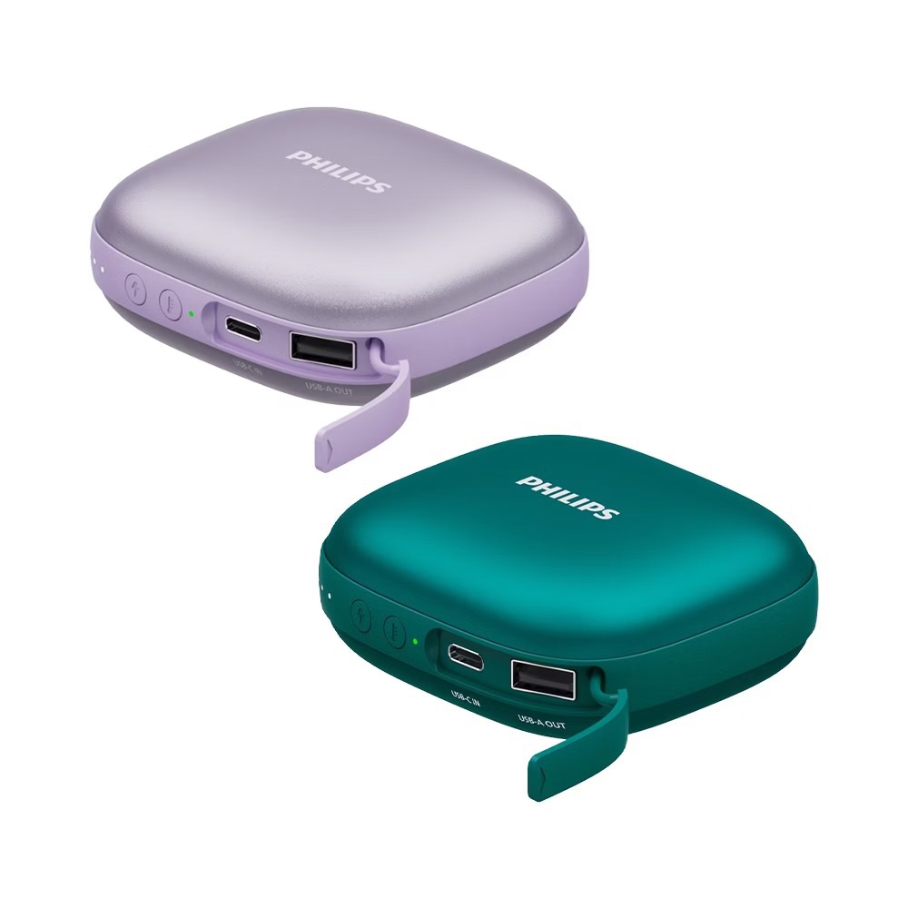 PHILIPS飛利浦 暖手寶行動電源 (DLP2136V)-綠/粉紫