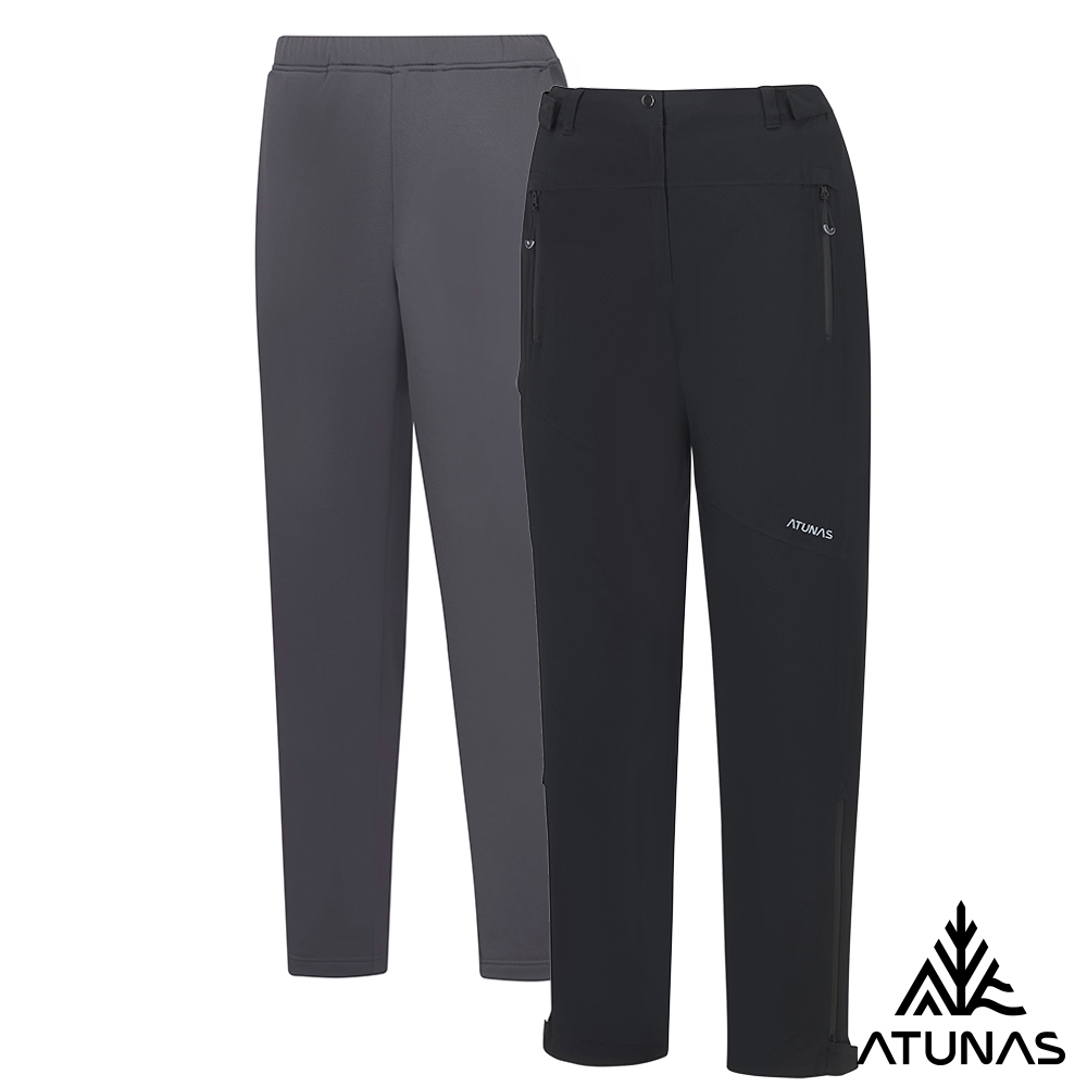 女款防水+石墨烯2件式保暖長褲(A1PA2502W黑/抗風長褲/防水長褲/保暖褲)