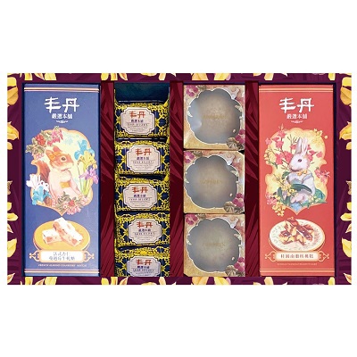 【丰丹】A-25幸虎滿滿綜合禮盒(桂圓南棗核桃糕 160g 、法式杏仁蔓越莓牛軋糖 160g 、松子茶酥 *3 、原味鳳梨酥 *5 )