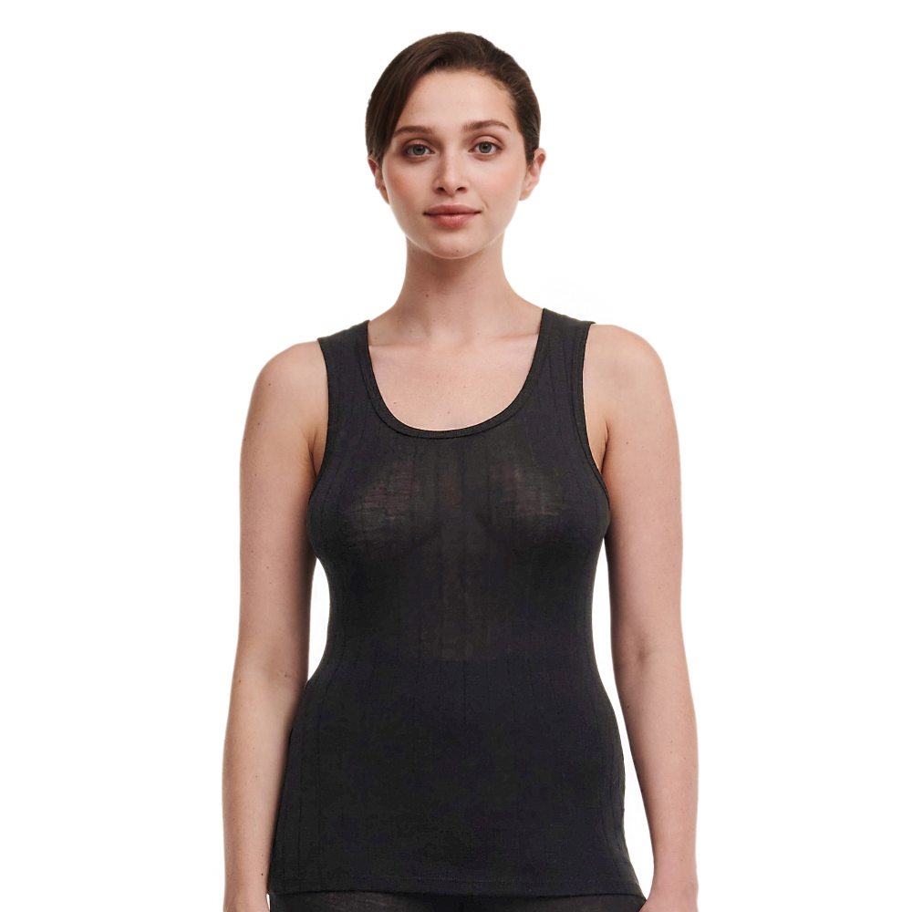 網路獨賣【Chantelle Lab】羊毛蠶絲細肩帶上衣>XS-L號>黑色(18P60_011)【Thermo Comfort】