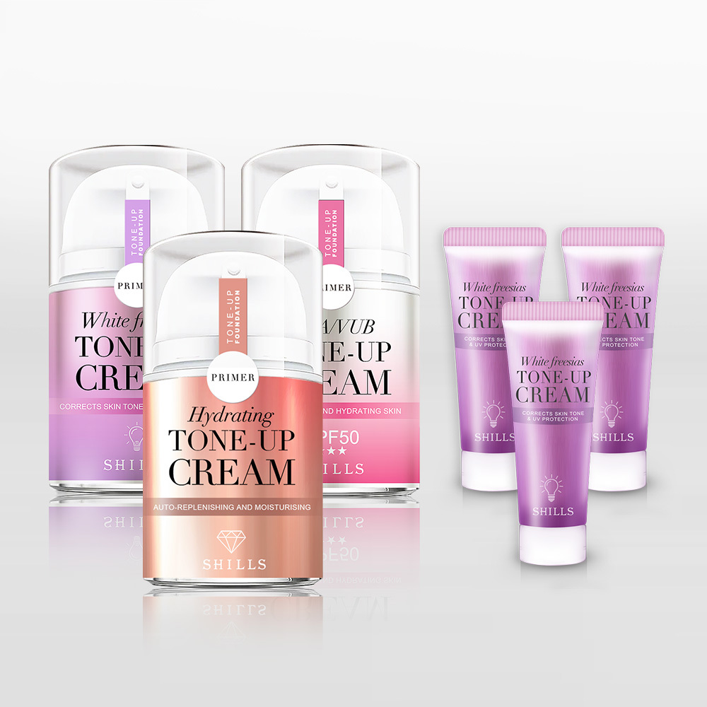 【買3送3💥校正蠟黃】SHILLS舒兒絲 抗UV美白濾鏡素顏霜-小蒼蘭/小仙女/牛奶霜(40ml)*3 +素顏霜(隨身版)*3-小姐不熙娣推薦