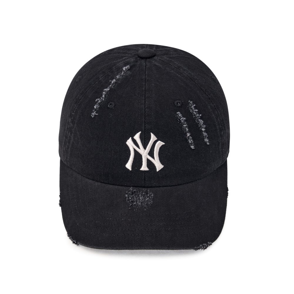 MLB 牛仔丹寧可調式軟頂棒球帽 紐約洋基隊 (3ACPVD34N-50BKS)