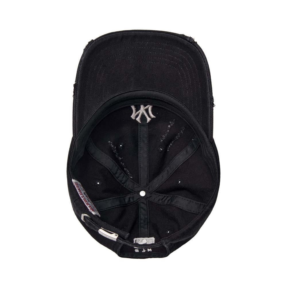 MLB 牛仔丹寧可調式軟頂棒球帽 紐約洋基隊 (3ACPVD34N-50BKS)