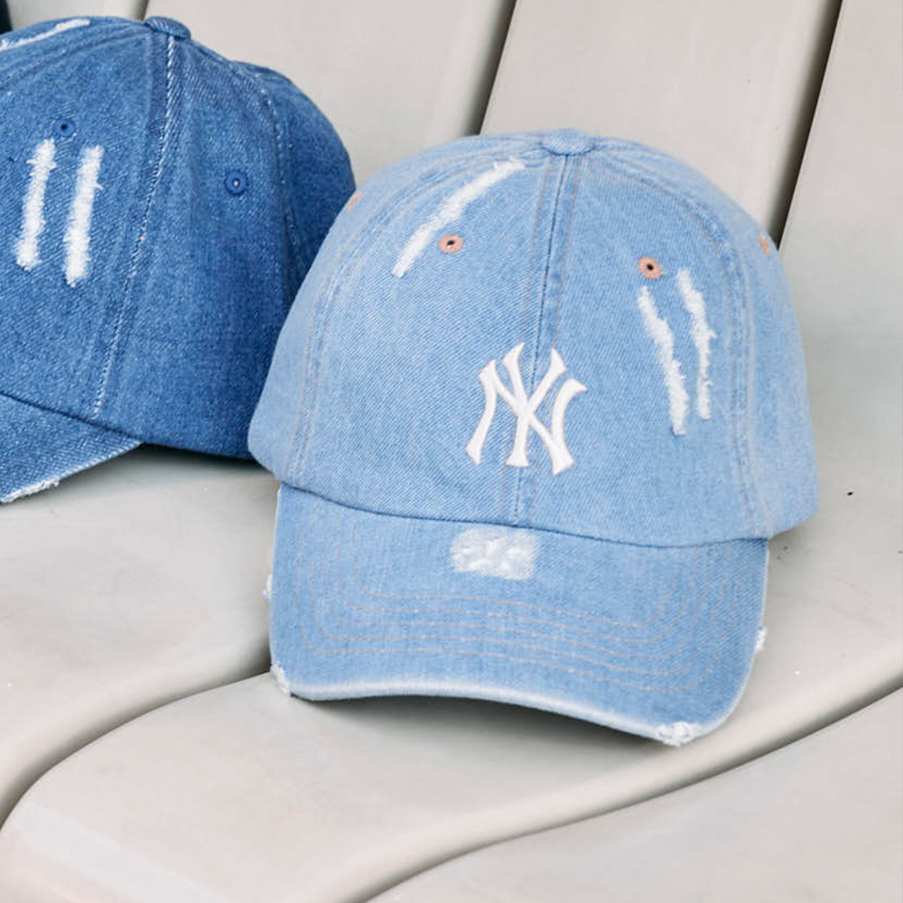 MLB 牛仔丹寧可調式軟頂棒球帽 紐約洋基隊 (3ACPVD34N-50BLL)