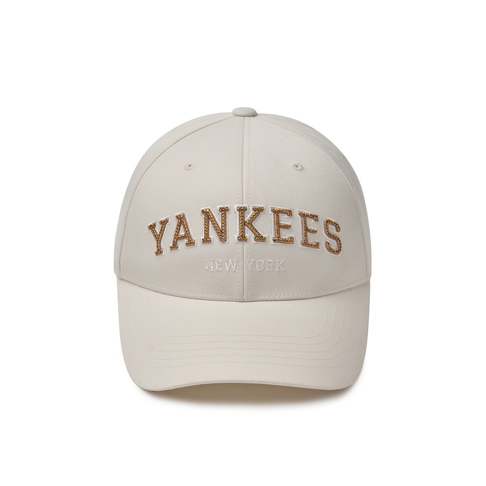 MLB 可調式硬頂水鑽Logo棒球帽 Varsity系列 紐約洋基隊 (3ACPV064N-50CRM)