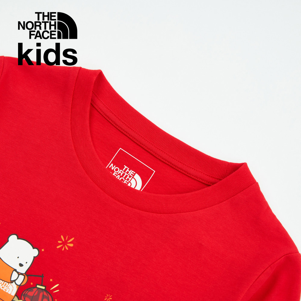 【新年款】The North Face北面兒童紅色純棉長袖上衣｜8CFY682