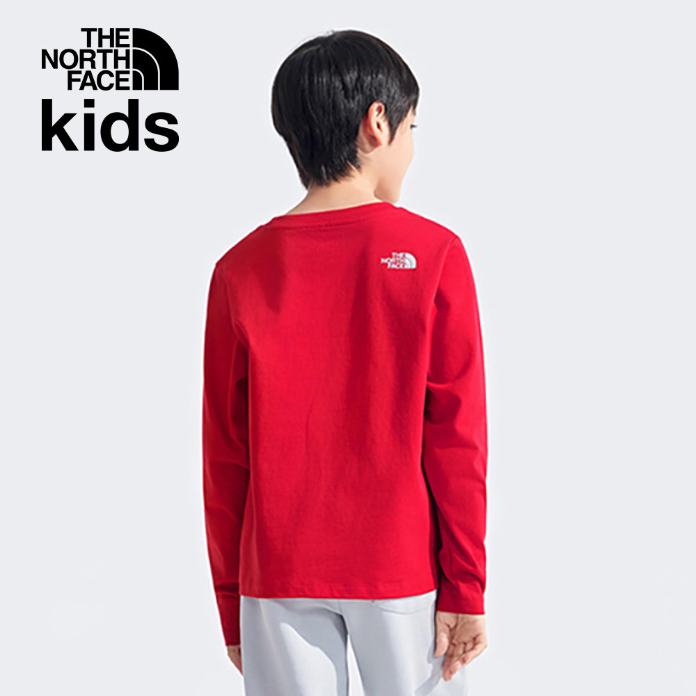【新年款】The North Face北面兒童紅色純棉長袖上衣｜8CFY682
